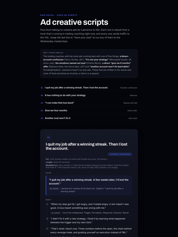 Ad creative scripts preview