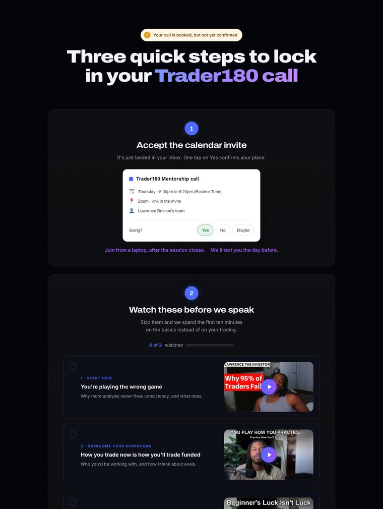 Confirmation page preview